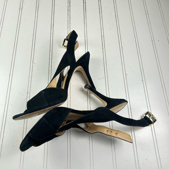 Michael Kors Black Suede Becky Open-Toe Slingback Heels Womenโs Size 9.5 - Picture 12 of 12